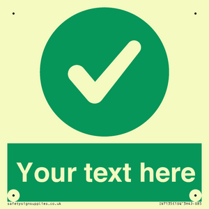 Custom green background, green circle with tick